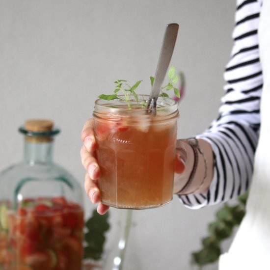 Strawberry and Rhubarb Rosé Sangria