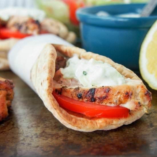 Grilled Chicken Gyros with Tzatziki