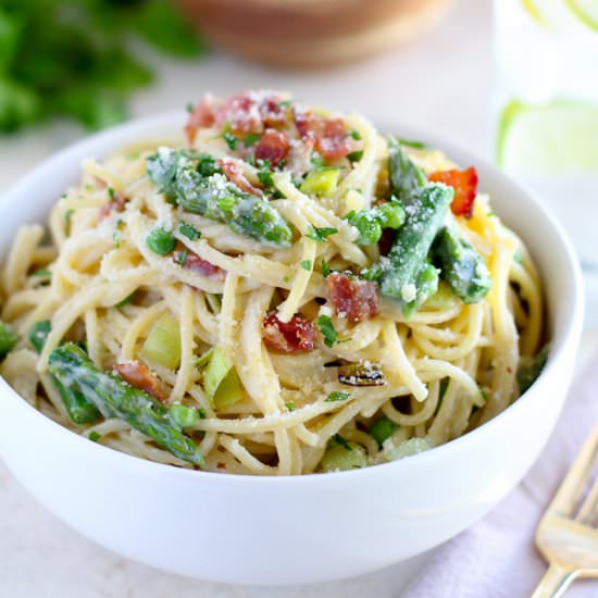 Spring Vegetable & Bacon Alfredo