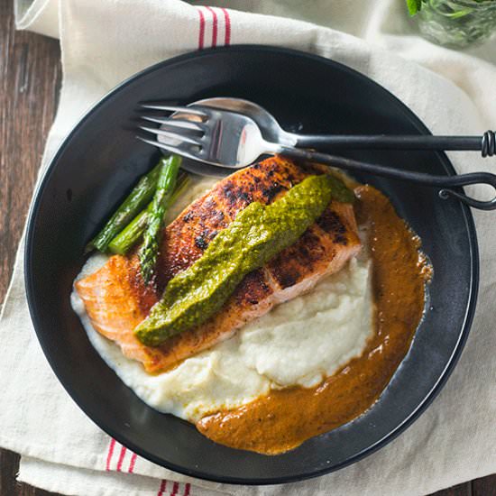 Salmon over a Celery Root Puree