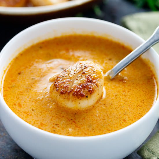 Tomato Parmesan Scallop Bisque