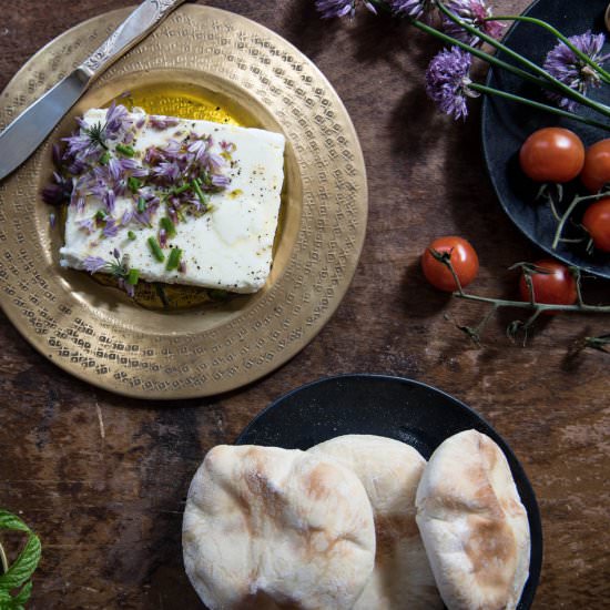 Homemade Pitas with Marinated Feta