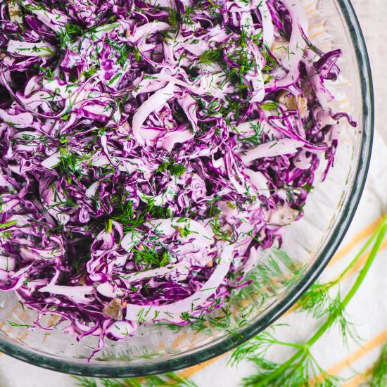Red Cabbage and Dill Slaw