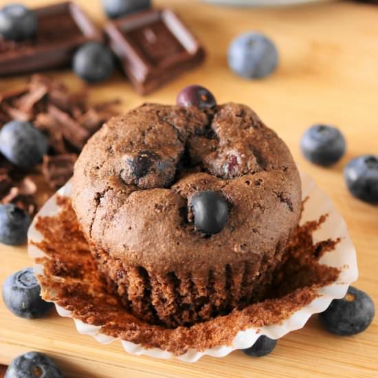 Dark Chocolate Blueberry Muffins
