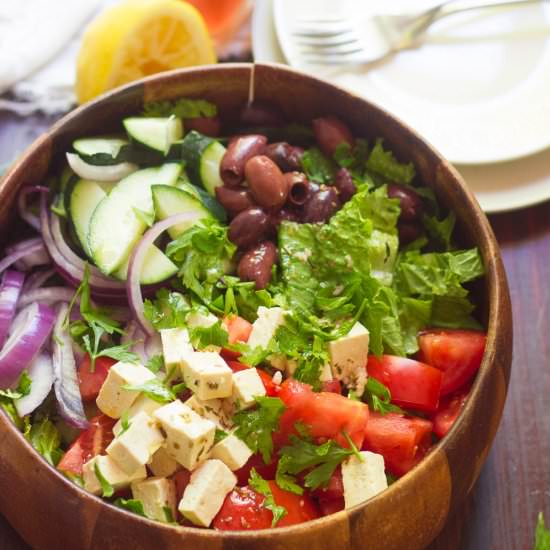 Vegan Greek Salad with Tofu Feta