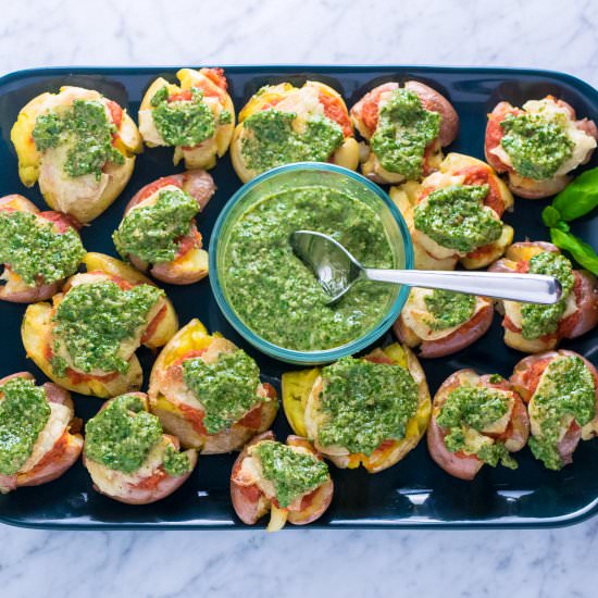 Pesto Smashed Potato Pizzas
