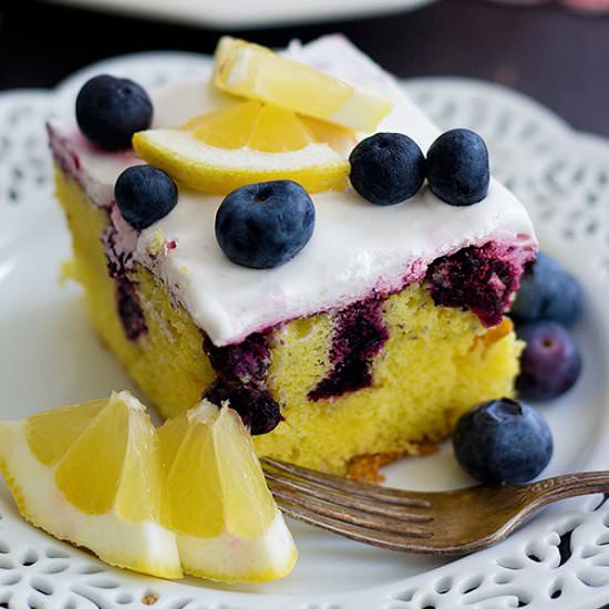 Lemon Blueberry Poke Cake