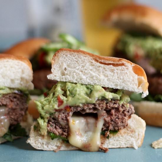 Pepper Jack Stuffed Guac Burgers