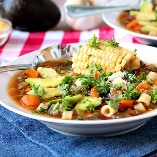 Eggplant Soup With Avocado & Corn