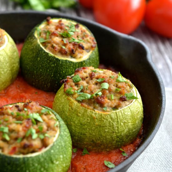Zucchini stuffed with Pork