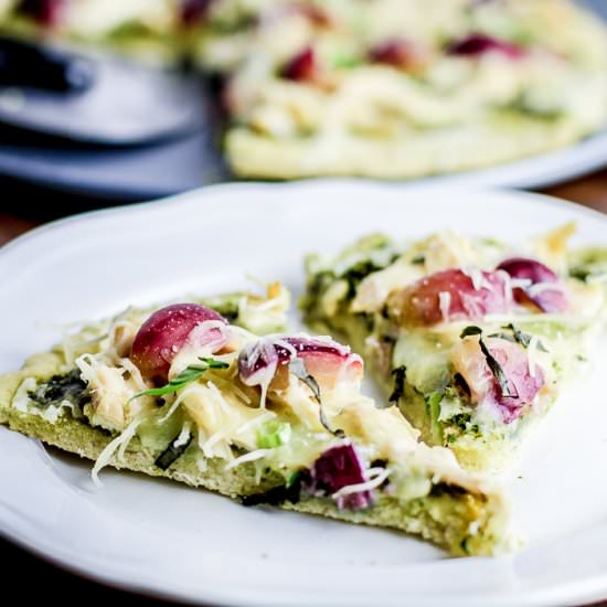 Chicken Pesto Pizza with Red Grapes