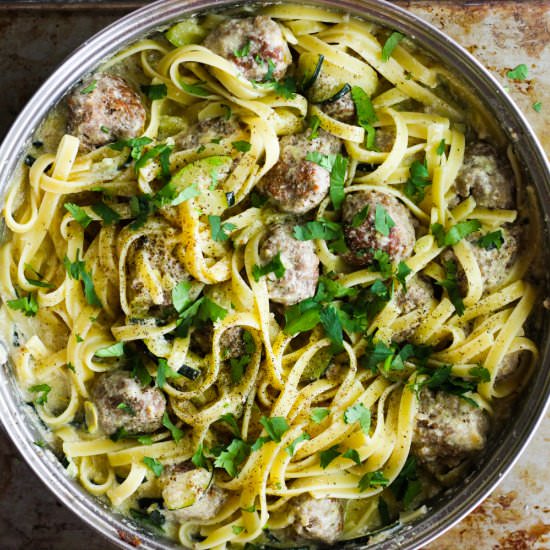Skinny Alfredo with Meatballs
