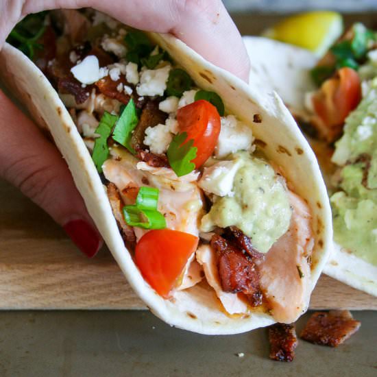 Spicy Salmon Tacos for Two