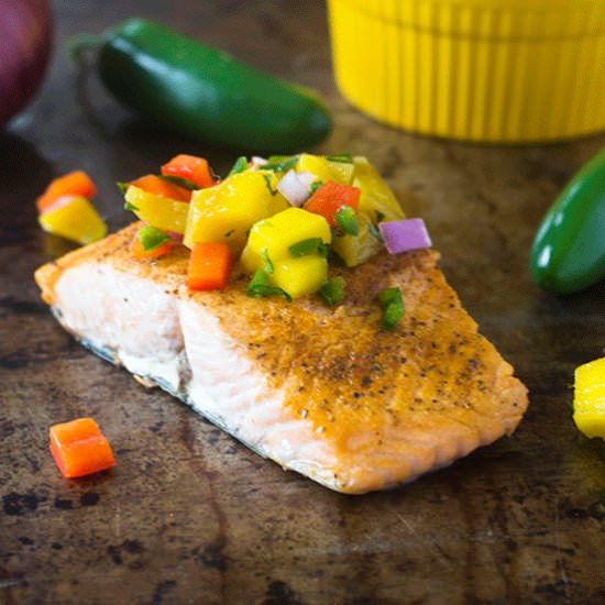 Mango Salsa Topped Salmon