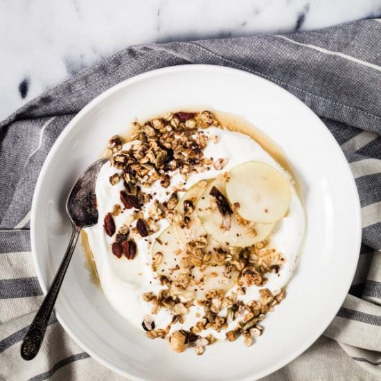 Pears, Yogurt Granola Bowl