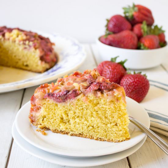Strawberry Rhubarb Upside Down Cake