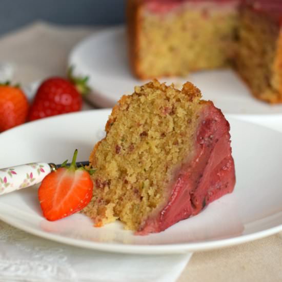Strawberry & Basil Upside-Down Cake