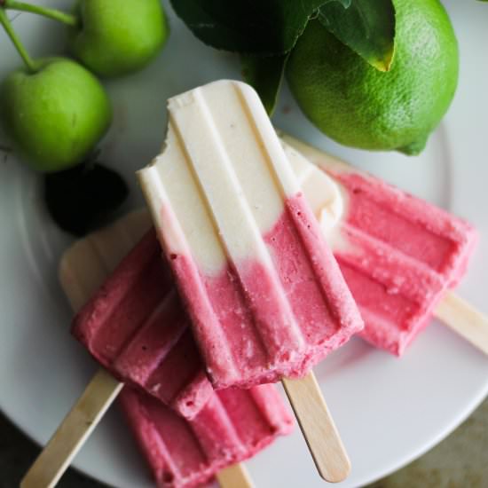 Banana Strawberry Coconut Popsicles