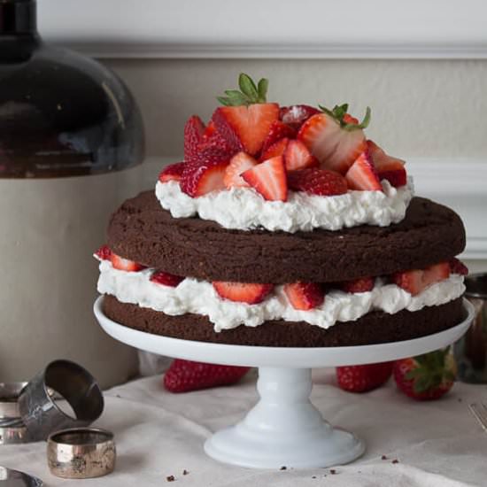 Chocolate Cake with Strawberries