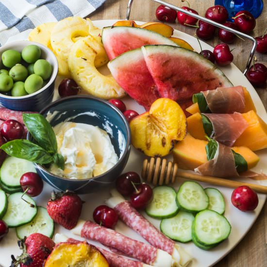 Grilled Fruit Summer Cheese Board