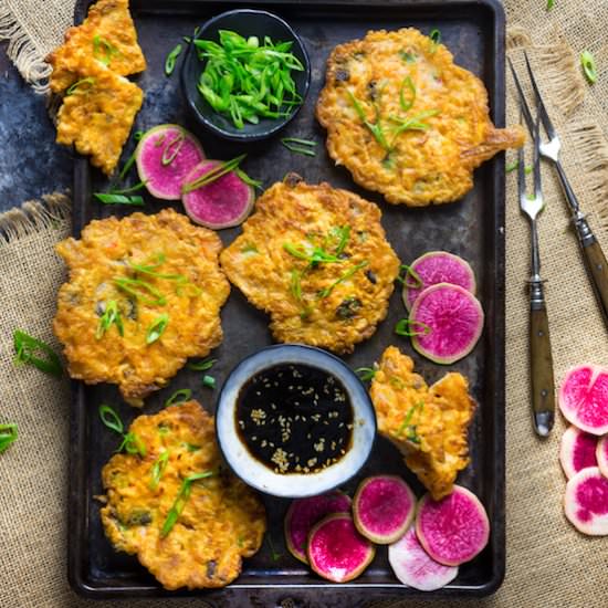 Kimchi Pancakes with Shrimp