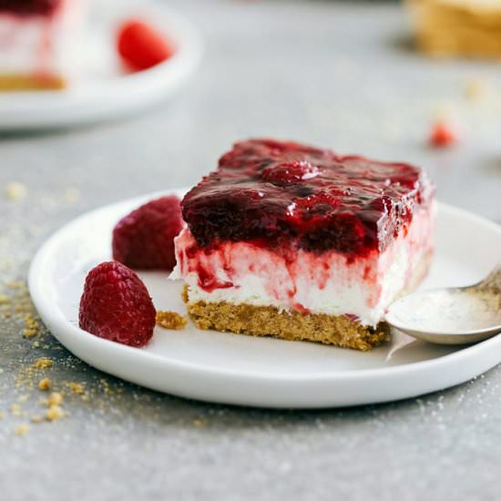 Raspberry Jell-o Cheesecake Bars