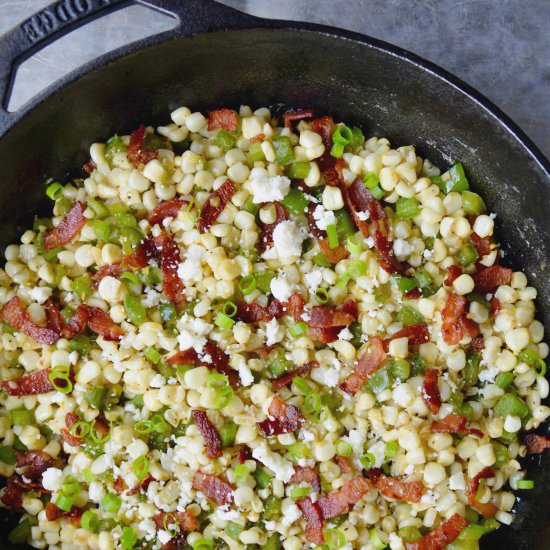 Garlicky Skillet Corn with Bacon