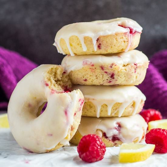 Baked Lemon Raspberry Doughnuts