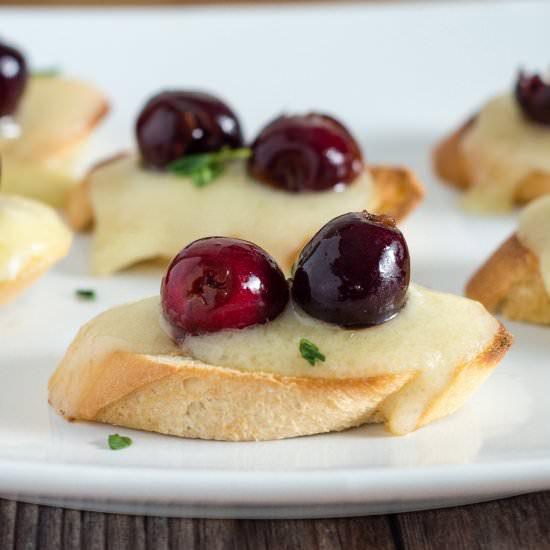 Brie, Beer-Soaked Cherry Bruschetta