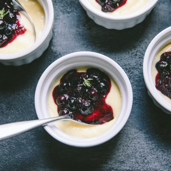 Lemon Pudding and Blueberry Compote