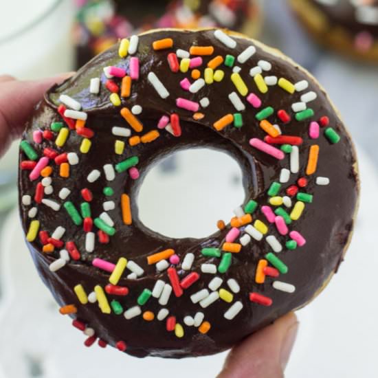 Chocolate Glazed Cake Doughnuts