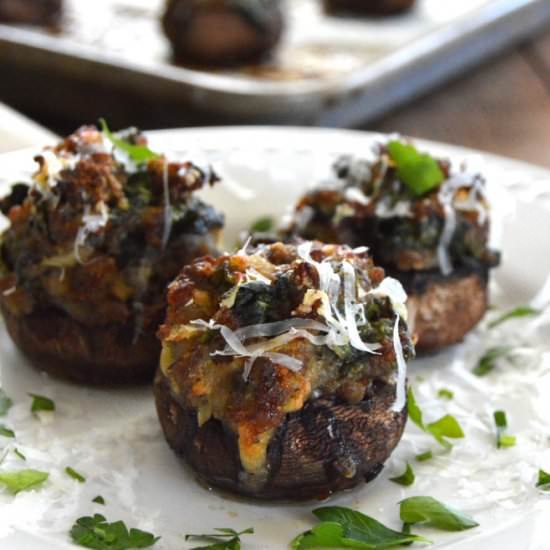 Spinach & Sausage Stuffed Mushrooms