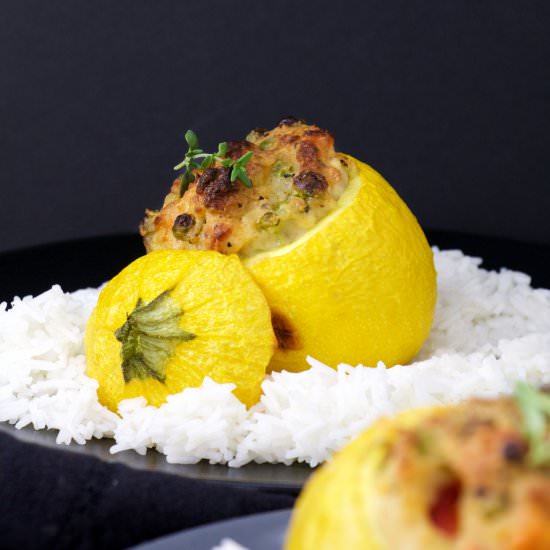 Creamy Chicken Filled Courgettes