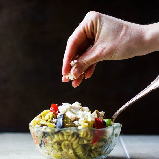 Grilled Vegetable Pesto Pasta Salad