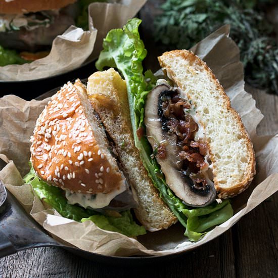 Bacon Jam Filled Portobello Burger