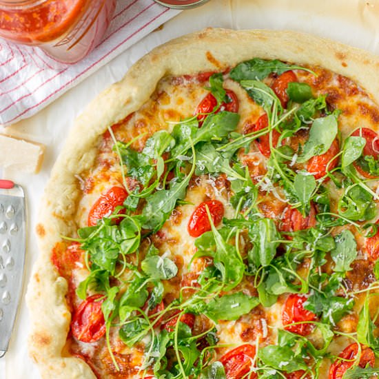Arugula Tomato Bacon Pizza