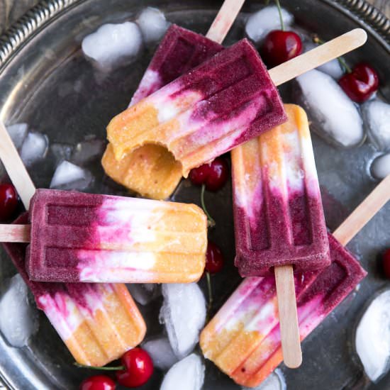 Roasted Peach & Cherry Popsicles
