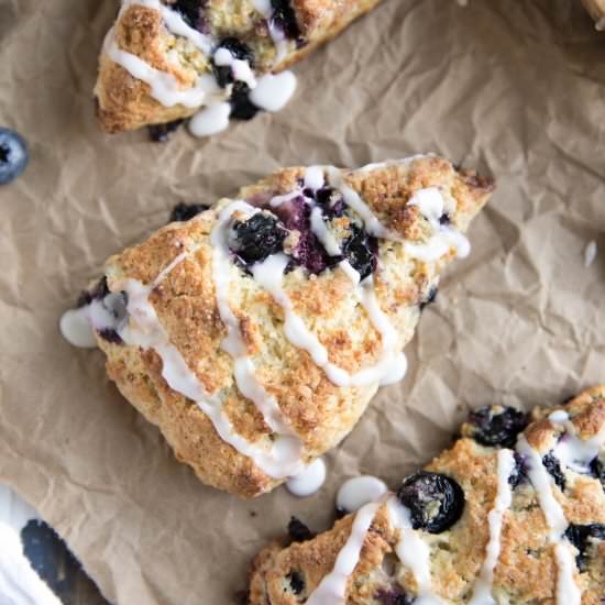 Blueberry Scones with Lemon Glaze