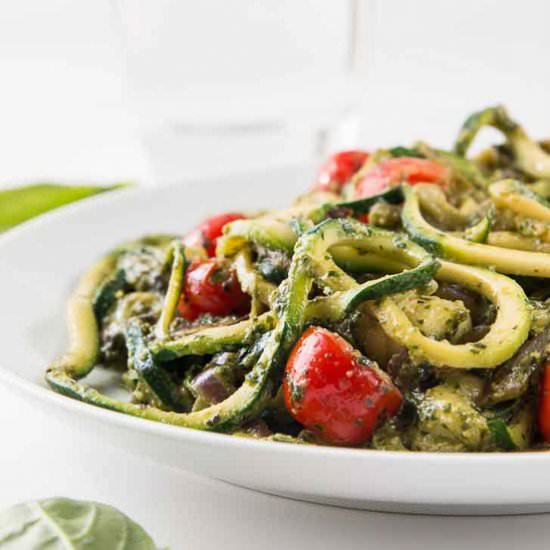 Pesto Zucchini Spaghetti