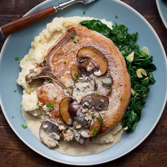 Pork Chops with Mushroom Gravy