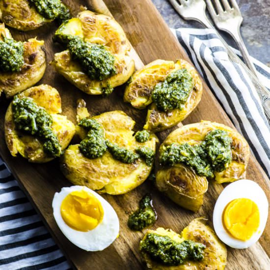 Smashed Potatoes with Chimichurri