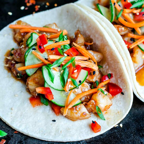 Spicy Szechuan Shrimp Tacos