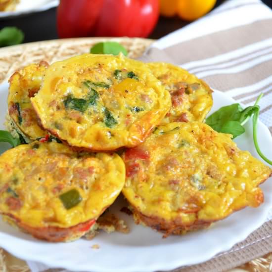 Beef, Peppers, & Spinach Muffins