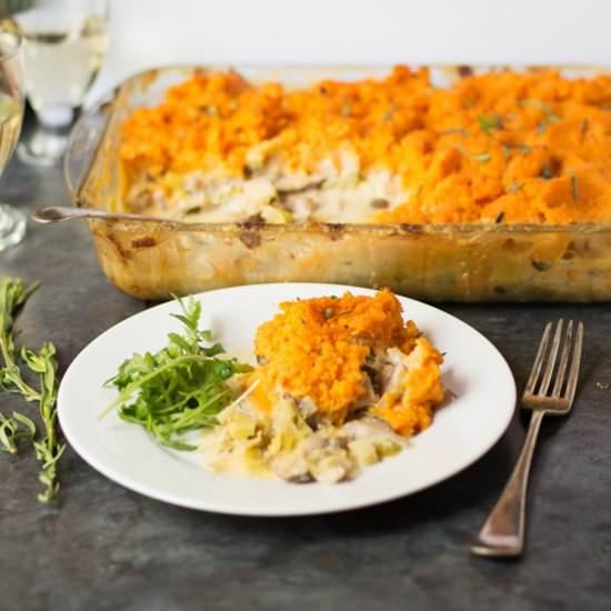 Chicken, Leek, and Sweet Potato Pie