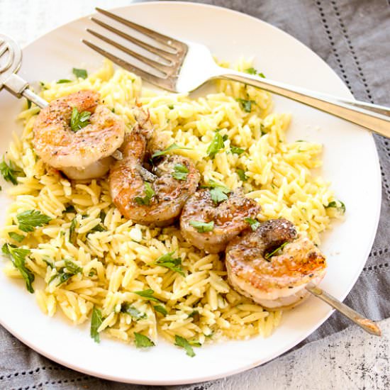 Grilled Shrimp with Orzo