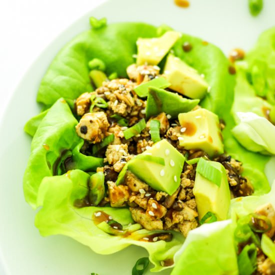 Spicy Tofu Mushroom Lettuce Wraps