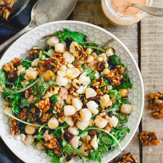 Bay Scallop, Baby Kale, and Corn Salad