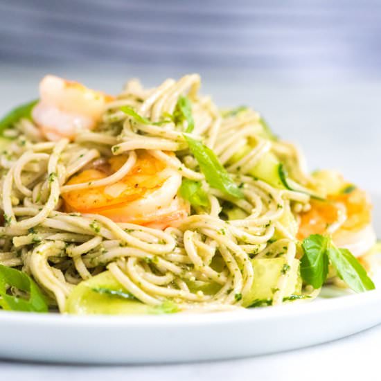 Shrimp Pesto Soba Noodles