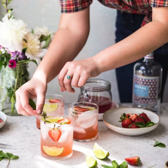 Strawberry Rhubarb Gin & Tonic