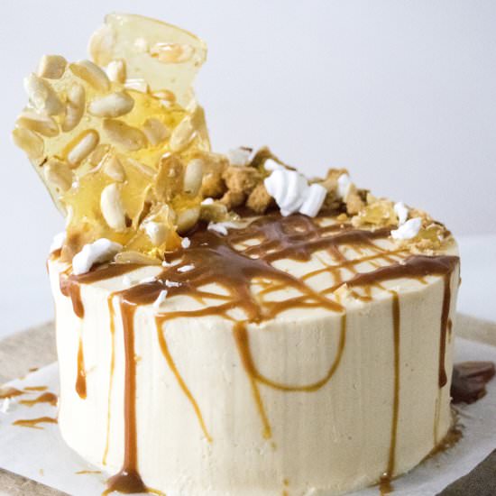 Vegan Chocolate, PB + Caramel Cake